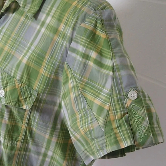 CABELA'S 100% PIMA COTTON, PLAID BUTTON UP, SHORT SLEEVE DETAILS,  SHIRT - Picture 2 of 8
